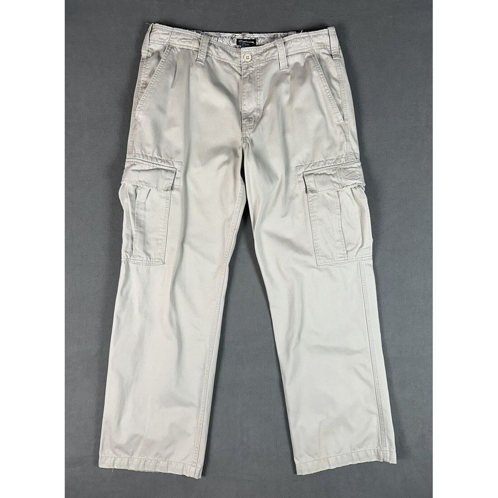Kirra Pants Mens 34x32 Beige Cargo Baggy Drawstring Y2K Distressed Surfer Skater